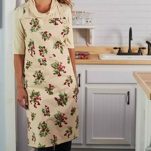 April Cornell Holly Berry Adult Apron NWT